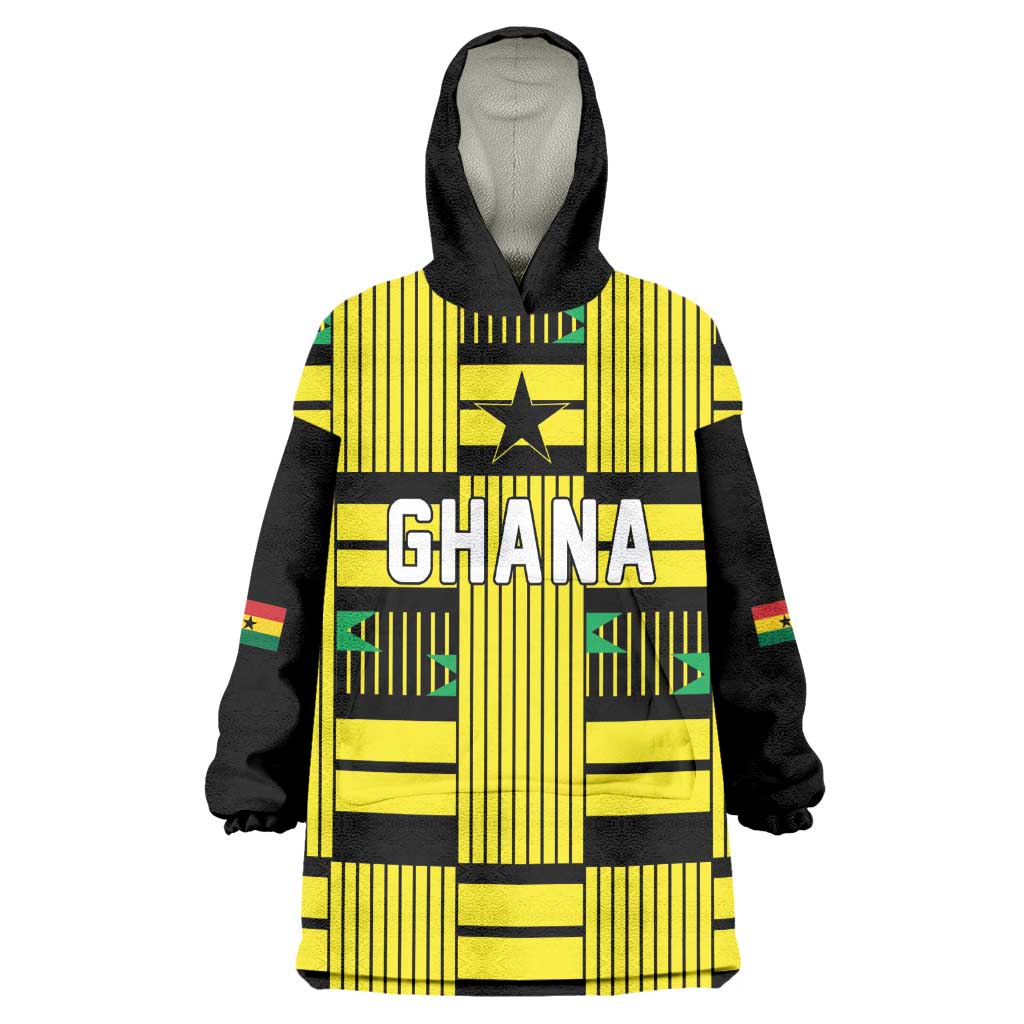 Custom World Football 2026 Ghana Wearable Blanket Hoodie Rise With The Black Stars
