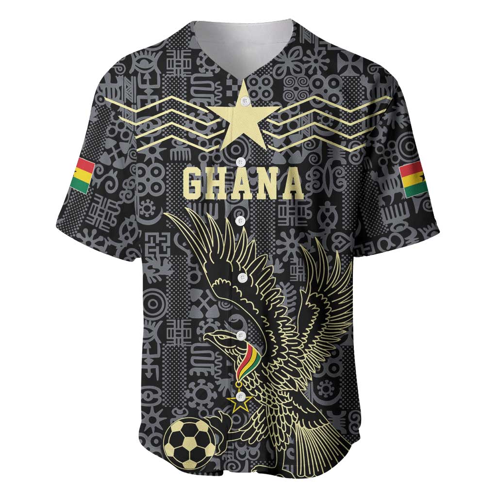 Custom World Football 2026 Ghana Baseball Jersey Black Stars Rise with Black Adinkra Pattern