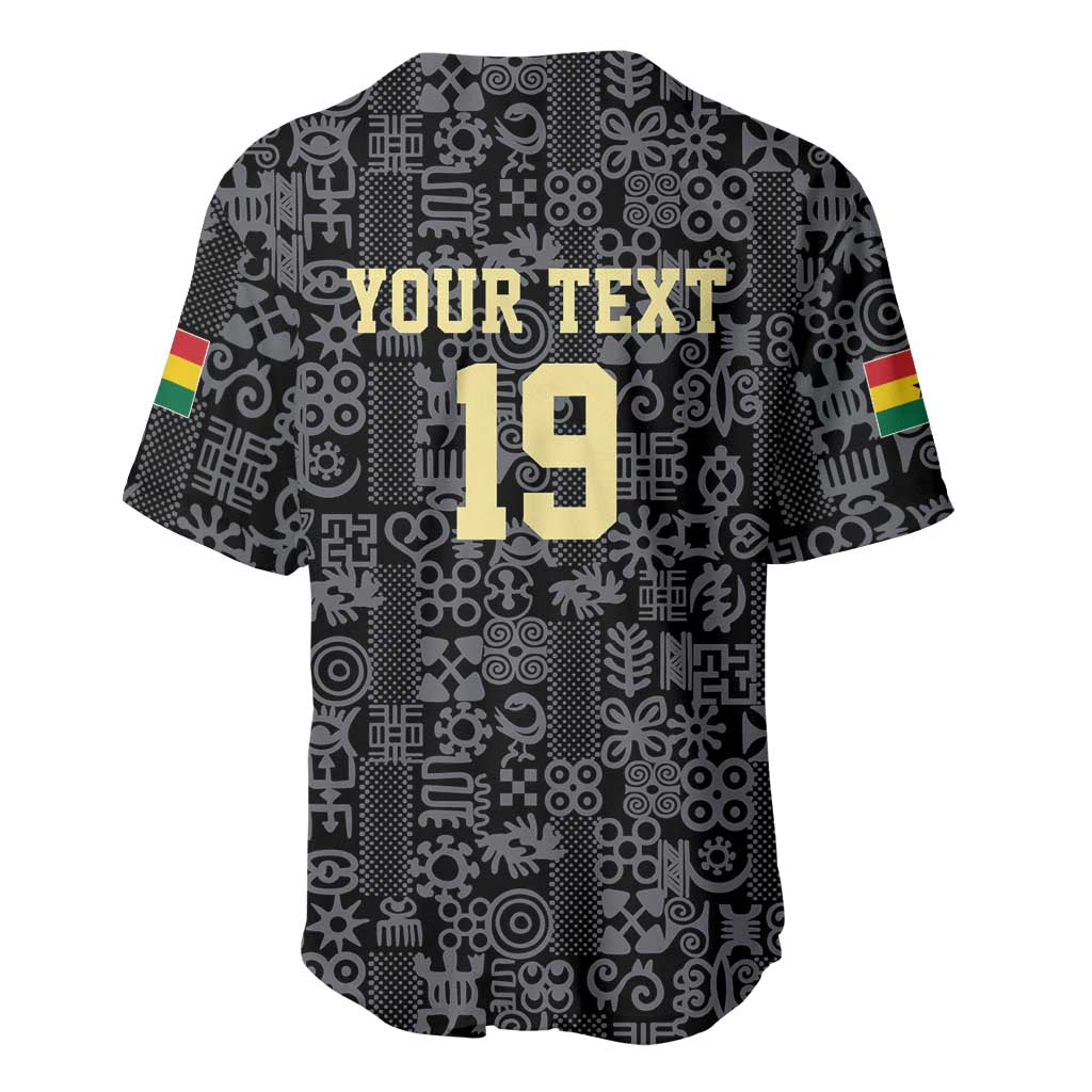 Custom World Football 2026 Ghana Baseball Jersey Black Stars Rise with Black Adinkra Pattern