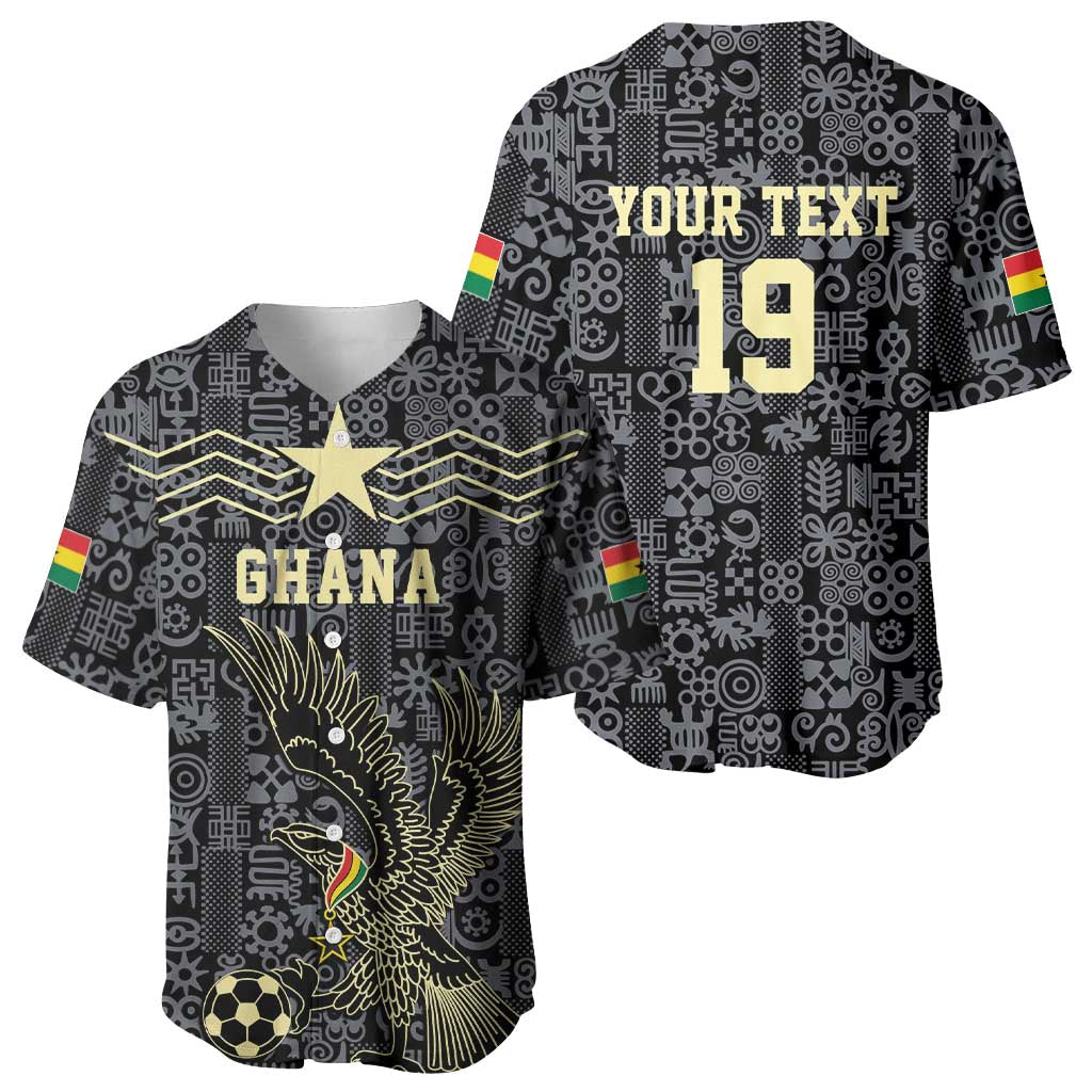 Custom World Football 2026 Ghana Baseball Jersey Black Stars Rise with Black Adinkra Pattern