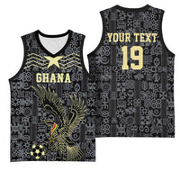 Custom World Football 2026 Ghana Basketball Jersey Black Stars Rise with Black Adinkra Pattern