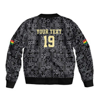 Custom World Football 2026 Ghana Bomber Jacket Black Stars Rise with Black Adinkra Pattern