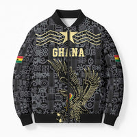 Custom World Football 2026 Ghana Bomber Puffer Jacket Black Stars Rise with Black Adinkra Pattern