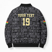 Custom World Football 2026 Ghana Bomber Puffer Jacket Black Stars Rise with Black Adinkra Pattern