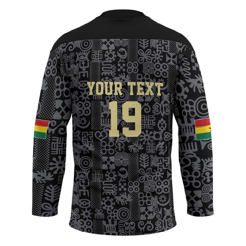 Custom World Football 2026 Ghana Hockey Jersey Black Stars Rise with Black Adinkra Pattern