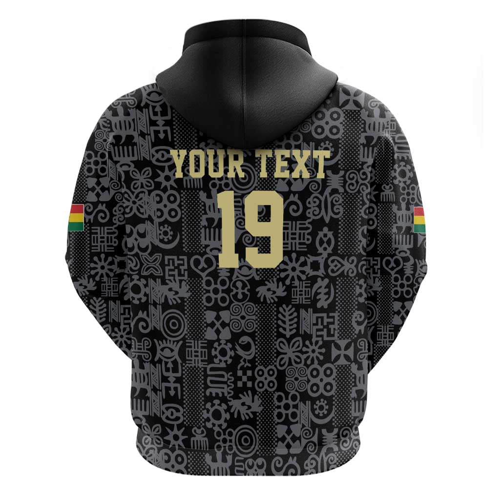Custom World Football 2026 Ghana Hoodie Black Stars Rise with Black Adinkra Pattern