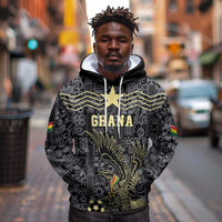 Custom World Football 2026 Ghana Hoodie Black Stars Rise with Black Adinkra Pattern
