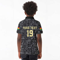 Custom World Football 2026 Ghana Kid Polo Shirt Black Stars Rise with Black Adinkra Pattern