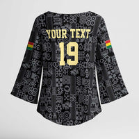 Custom World Football 2026 Ghana Kimono Sleeve Blouse Black Stars Rise with Black Adinkra Pattern