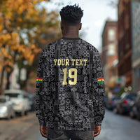 Custom World Football 2026 Ghana Long Sleeve Shirt Black Stars Rise with Black Adinkra Pattern