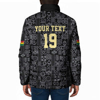 Custom World Football 2026 Ghana Padded Jacket Black Stars Rise with Black Adinkra Pattern