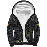 Custom World Football 2026 Ghana Sherpa Hoodie Black Stars Rise with Black Adinkra Pattern