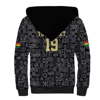 Custom World Football 2026 Ghana Sherpa Hoodie Black Stars Rise with Black Adinkra Pattern