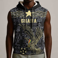 Custom World Football 2026 Ghana Sleeveless Hoodie Black Stars Rise with Black Adinkra Pattern