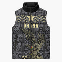 Custom World Football 2026 Ghana Sleeveless Puffer Jacket Black Stars Rise with Black Adinkra Pattern