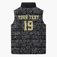 Custom World Football 2026 Ghana Sleeveless Puffer Jacket Black Stars Rise with Black Adinkra Pattern