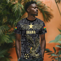 Custom World Football 2026 Ghana T shirt Black Stars Rise with Black Adinkra Pattern