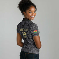 Custom World Football 2026 Ghana Women Polo Shirt Black Stars Rise with Black Adinkra Pattern