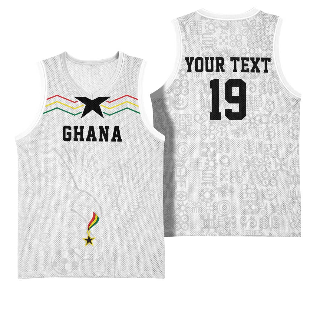 Custom World Football 2026 Ghana Basketball Jersey Black Stars Rise with White Adinkra Pattern