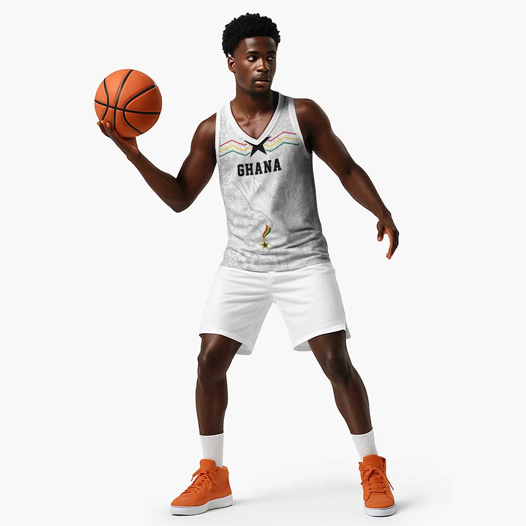Custom World Football 2026 Ghana Basketball Jersey Black Stars Rise with White Adinkra Pattern