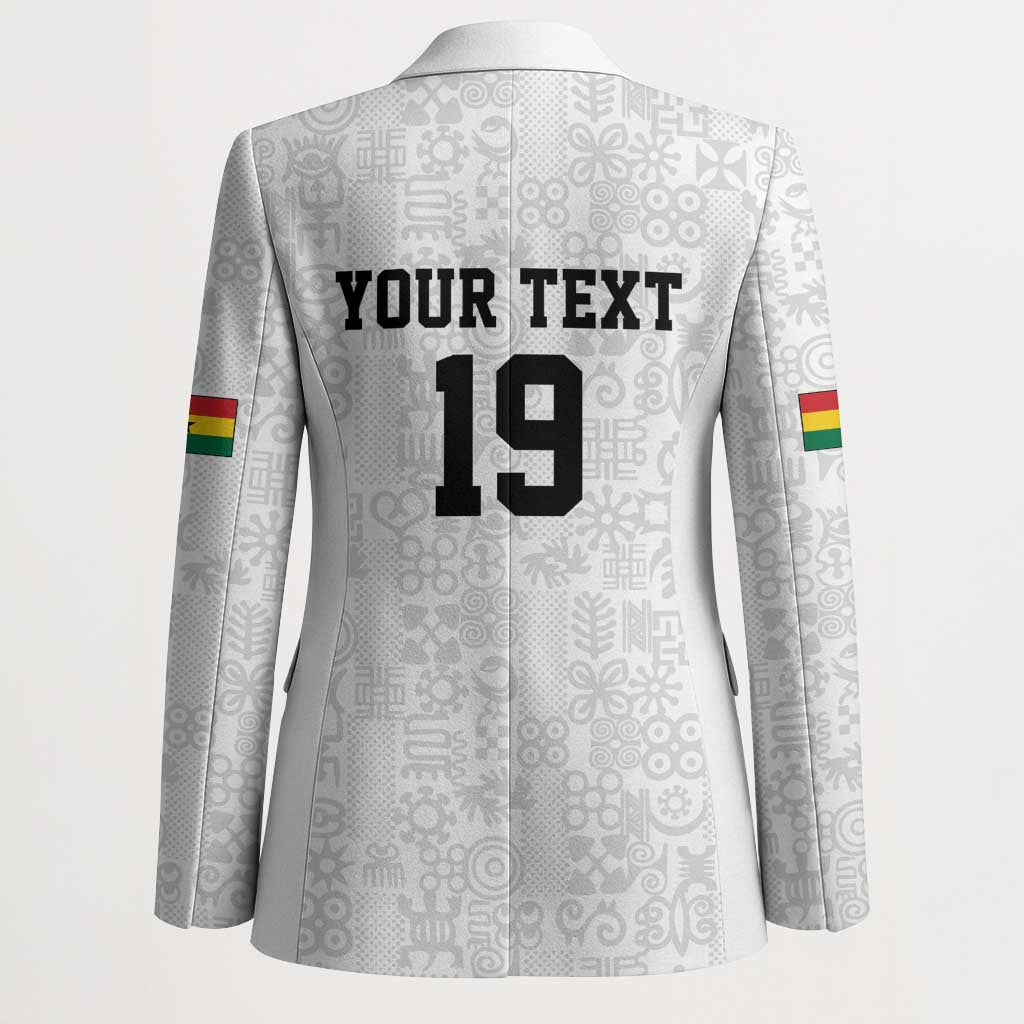 Custom World Football 2026 Ghana Blazer Black Stars Rise with White Adinkra Pattern
