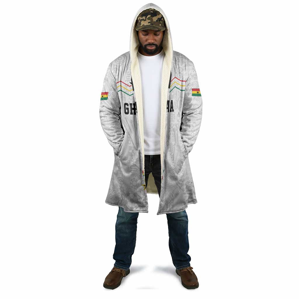 Custom World Football 2026 Ghana Cloak Black Stars Rise with White Adinkra Pattern