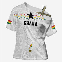 Custom World Football 2026 Ghana Cross Shoulder Shirt Black Stars Rise with White Adinkra Pattern