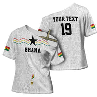 Custom World Football 2026 Ghana Cross Shoulder Shirt Black Stars Rise with White Adinkra Pattern