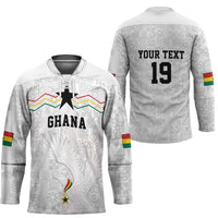 Custom World Football 2026 Ghana Hockey Jersey Black Stars Rise with White Adinkra Pattern