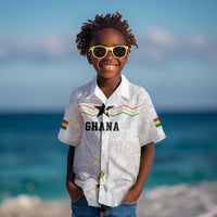 Custom World Football 2026 Ghana Kid Hawaiian Shirt Black Stars Rise with White Adinkra Pattern