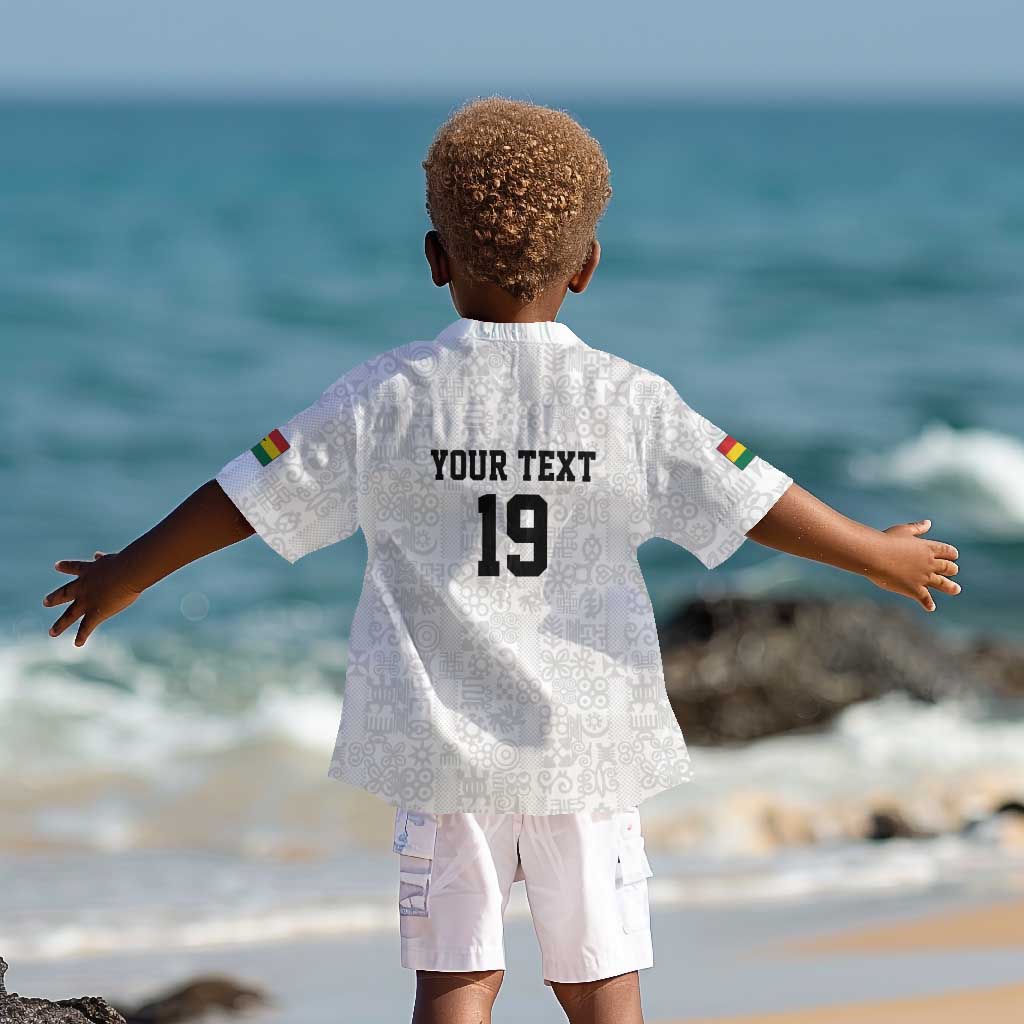 Custom World Football 2026 Ghana Kid Hawaiian Shirt Black Stars Rise with White Adinkra Pattern