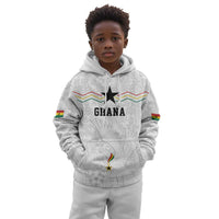 Custom World Football 2026 Ghana Kid Hoodie Black Stars Rise with White Adinkra Pattern