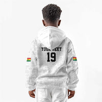 Custom World Football 2026 Ghana Kid Hoodie Black Stars Rise with White Adinkra Pattern