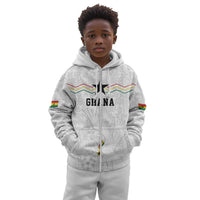 Custom World Football 2026 Ghana Kid Hoodie Black Stars Rise with White Adinkra Pattern