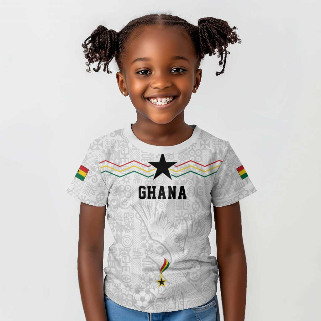 Custom World Football 2026 Ghana Kid T shirt Black Stars Rise with White Adinkra Pattern
