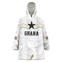 Custom World Football 2026 Ghana Kid Wearable Blanket Hoodie Black Stars Rise with White Adinkra Pattern