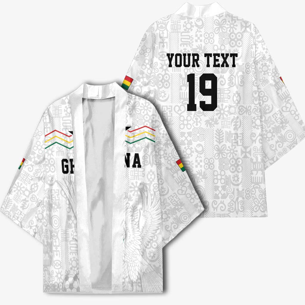 Custom World Football 2026 Ghana Kimono Black Stars Rise with White Adinkra Pattern