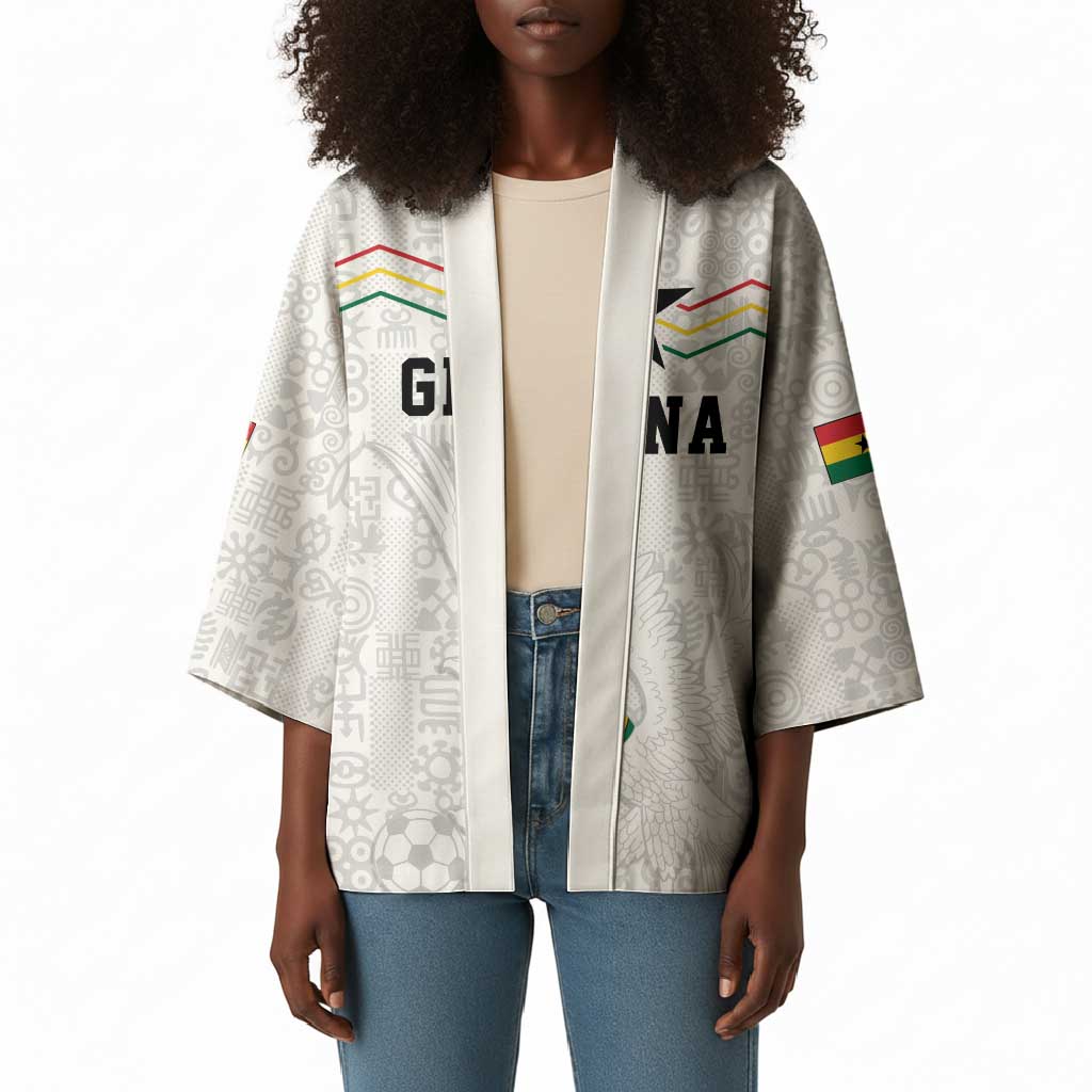 Custom World Football 2026 Ghana Kimono Black Stars Rise with White Adinkra Pattern