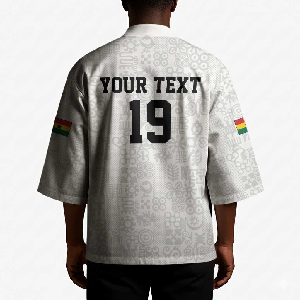 Custom World Football 2026 Ghana Kimono Black Stars Rise with White Adinkra Pattern