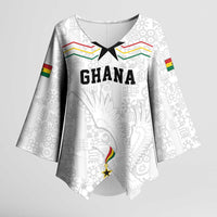 Custom World Football 2026 Ghana Kimono Sleeve Blouse Black Stars Rise with White Adinkra Pattern