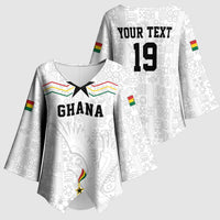 Custom World Football 2026 Ghana Kimono Sleeve Blouse Black Stars Rise with White Adinkra Pattern
