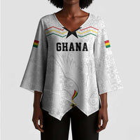 Custom World Football 2026 Ghana Kimono Sleeve Blouse Black Stars Rise with White Adinkra Pattern