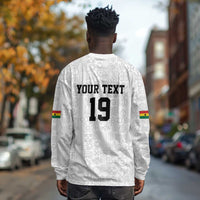 Custom World Football 2026 Ghana Long Sleeve Shirt Black Stars Rise with White Adinkra Pattern