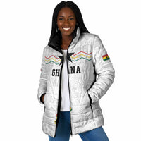 Custom World Football 2026 Ghana Padded Jacket Black Stars Rise with White Adinkra Pattern