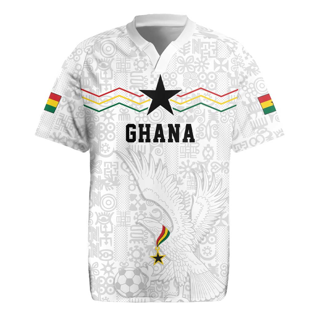 Custom World Football 2026 Ghana Rugby Jersey Black Stars Rise with White Adinkra Pattern