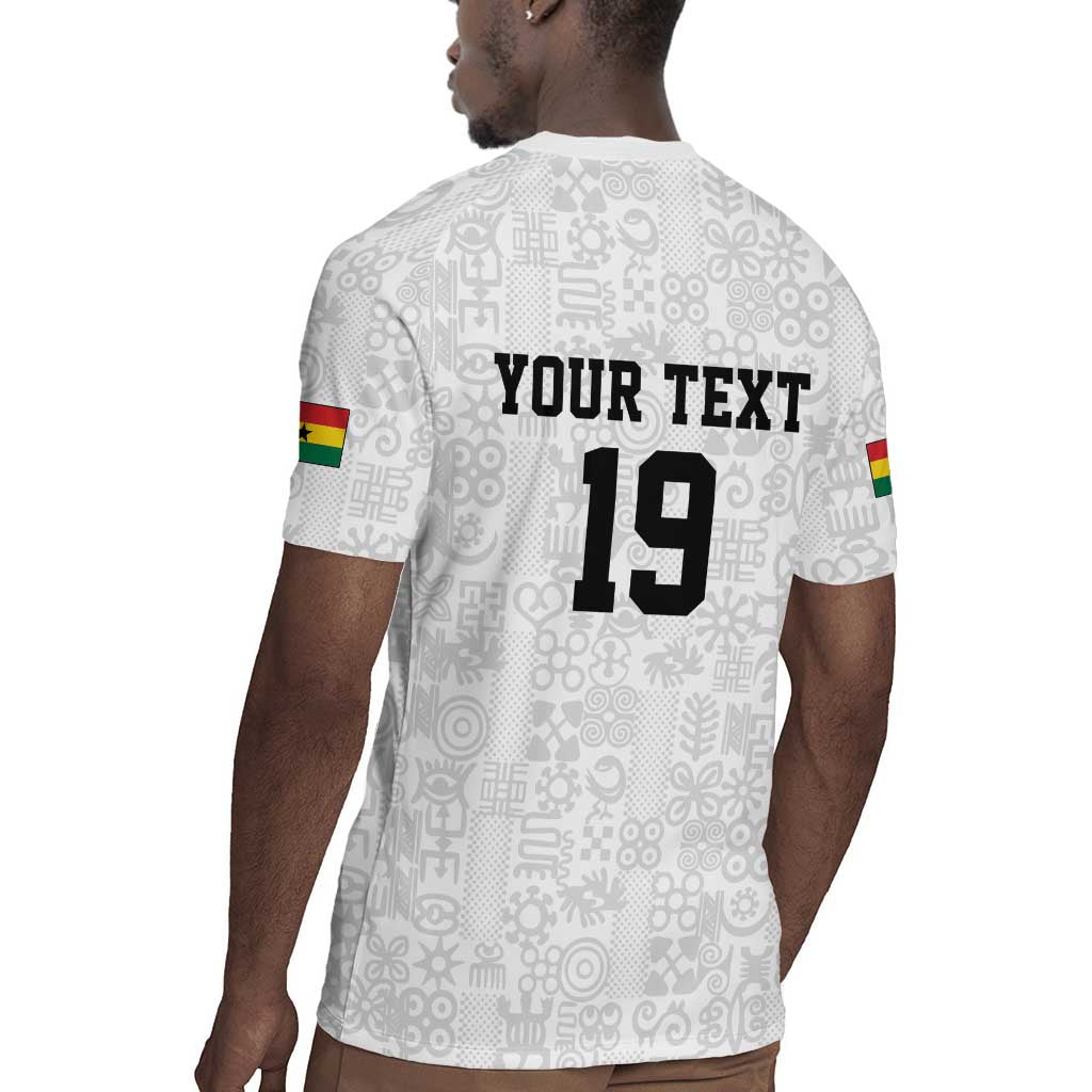 Custom World Football 2026 Ghana Rugby Jersey Black Stars Rise with White Adinkra Pattern