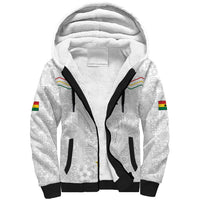 Custom World Football 2026 Ghana Sherpa Hoodie Black Stars Rise with White Adinkra Pattern