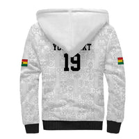 Custom World Football 2026 Ghana Sherpa Hoodie Black Stars Rise with White Adinkra Pattern