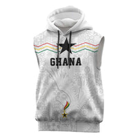 Custom World Football 2026 Ghana Sleeveless Hoodie Black Stars Rise with White Adinkra Pattern