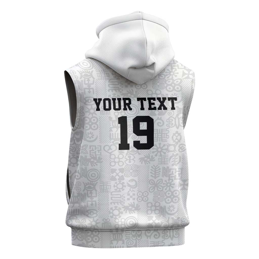 Custom World Football 2026 Ghana Sleeveless Hoodie Black Stars Rise with White Adinkra Pattern